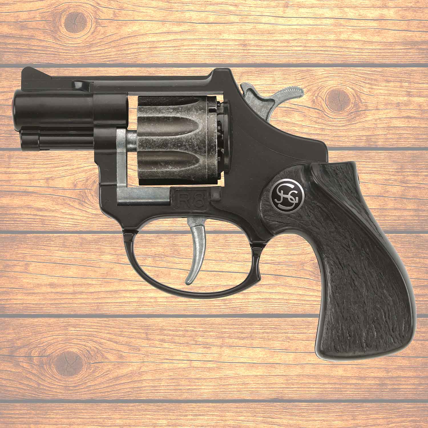 Spielzeug-Pistole R 8 schwarz 12cm