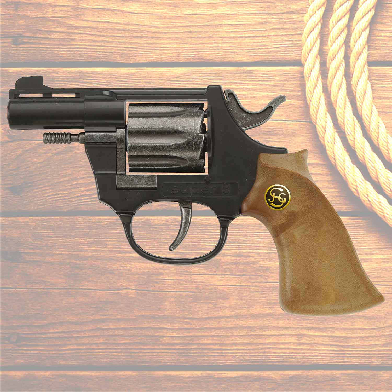 Spielzeug-Pistole Super 8 schwarz 14,5cm