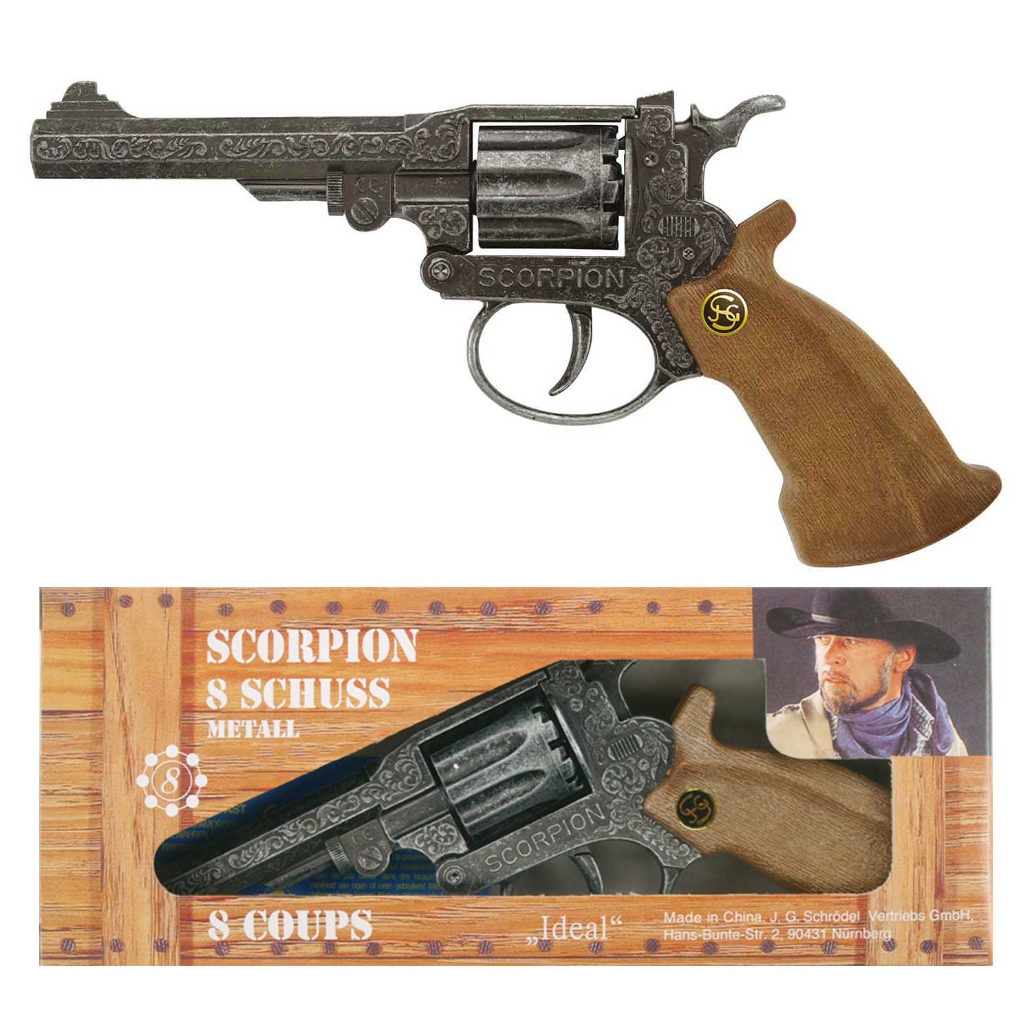 Scorpion antik 22cm, Spielzeug-Pistole, Box