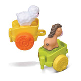 BBJunior Pull Along Farm Traktor mit 3 Anhängern & Tierfiguren