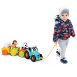 BBJunior Pull Along Farm Traktor mit 3 Anhängern & Tierfiguren