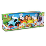 BBJunior Pull Along Farm Traktor mit 3 Anhängern & Tierfiguren