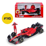 Modellauto F1 Ferrari SF-23 von 2023 mit Figur Windowbox rot im Maßstab 1:24