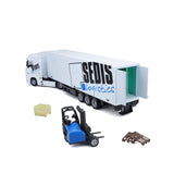 Bburago Mercedes Benz Actros mit Aufleger + Stapler 1:43