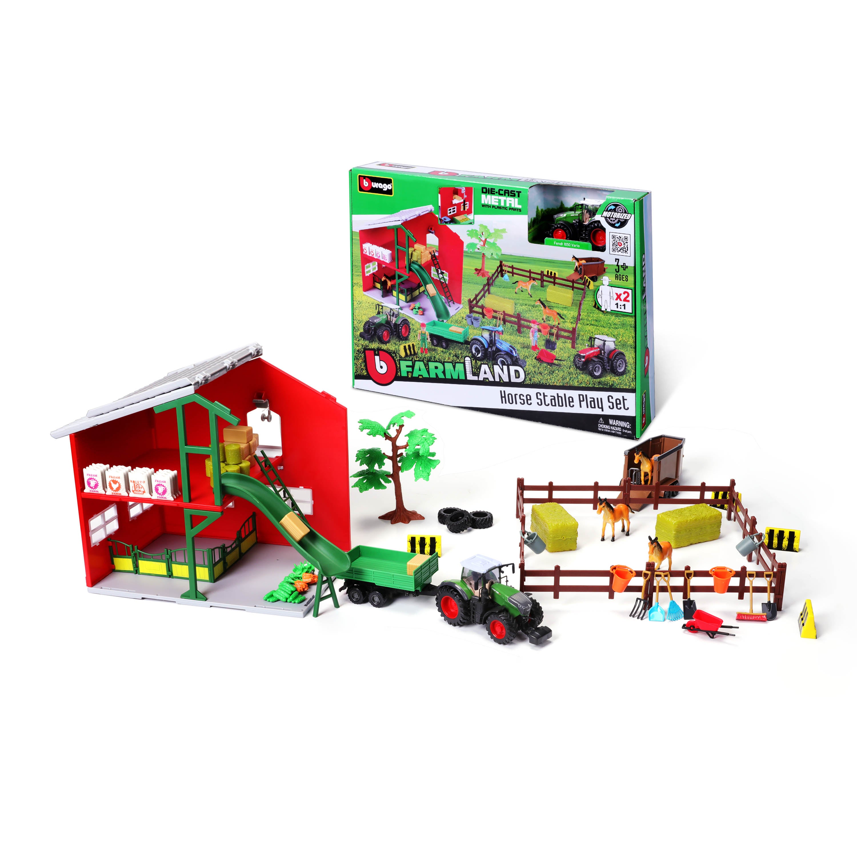 Farmland FENDT "Pferdestall", inkl. 1x Traktor, 69 Teile