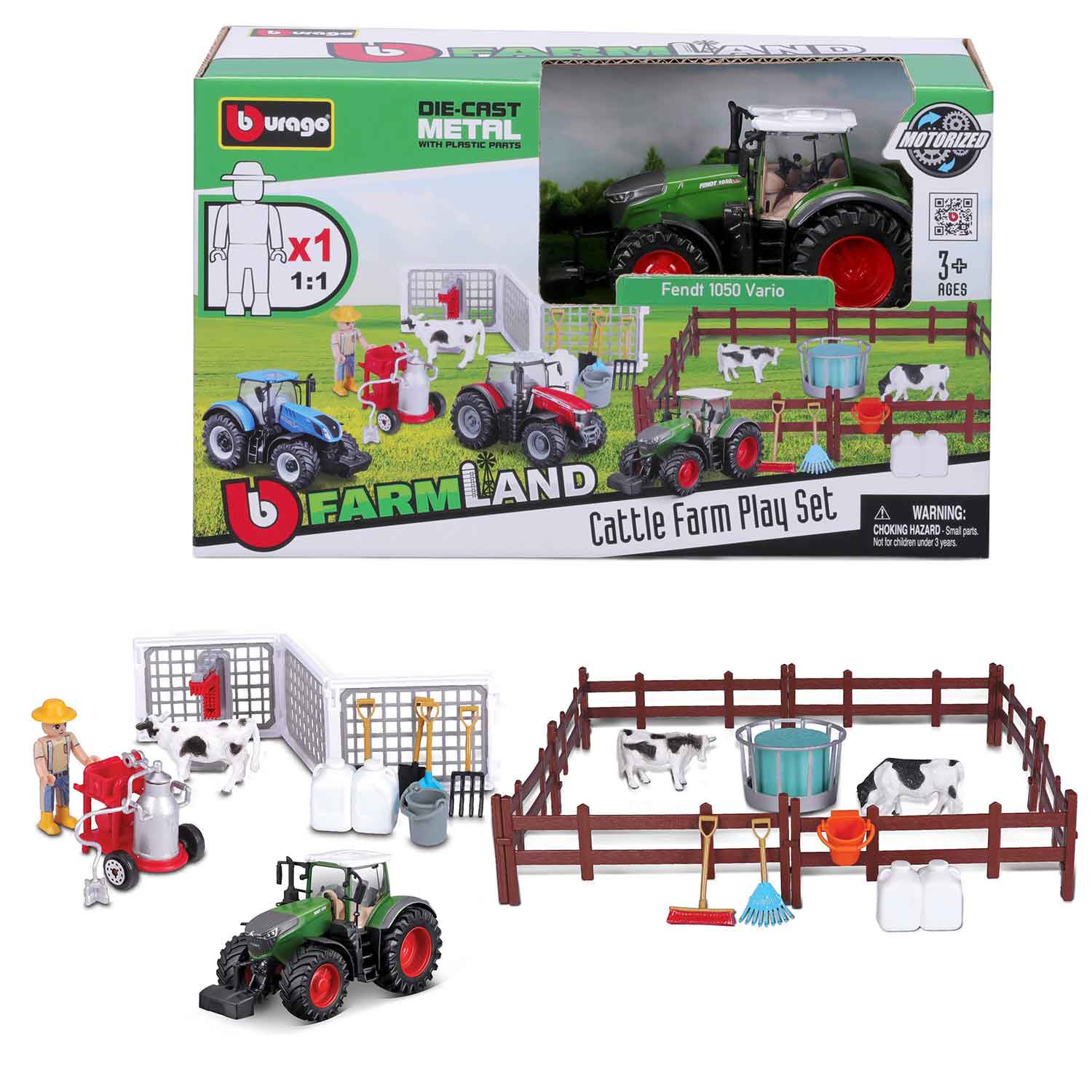 Farmland FENDT "Kuhstall", inkl. 1x Traktor, grün