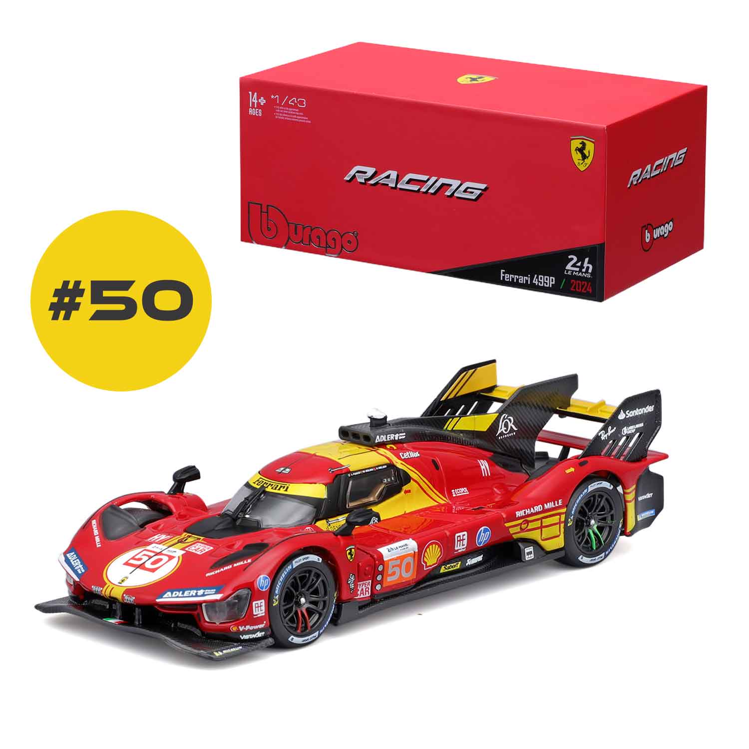 Modellauto Ferrari 499P LMH Sieger LeMans von 2024 im Maßstab 1:43