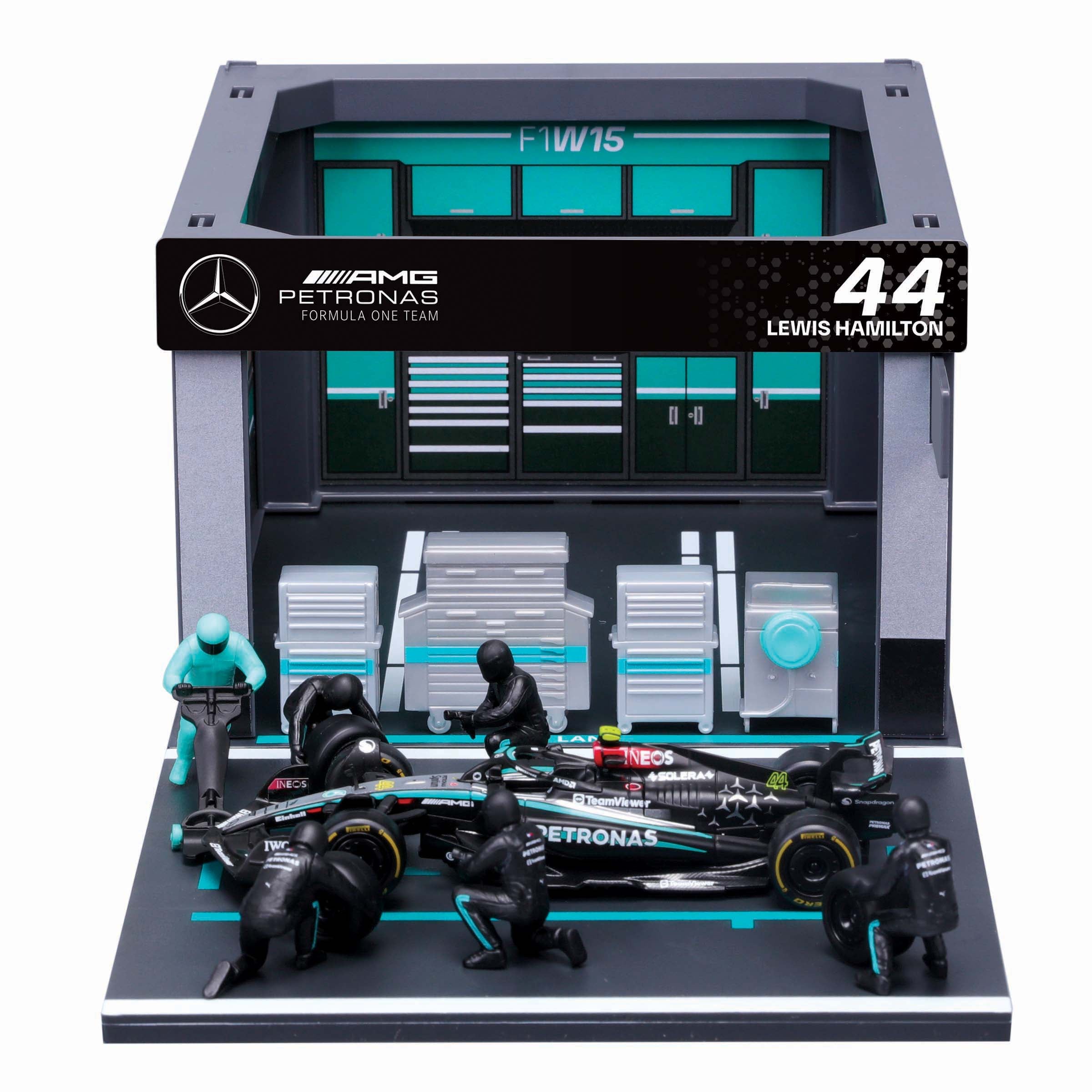 Modellauto F1 Mercedes AMG W15 Pit Pass, 1:43 Maßstab, blau