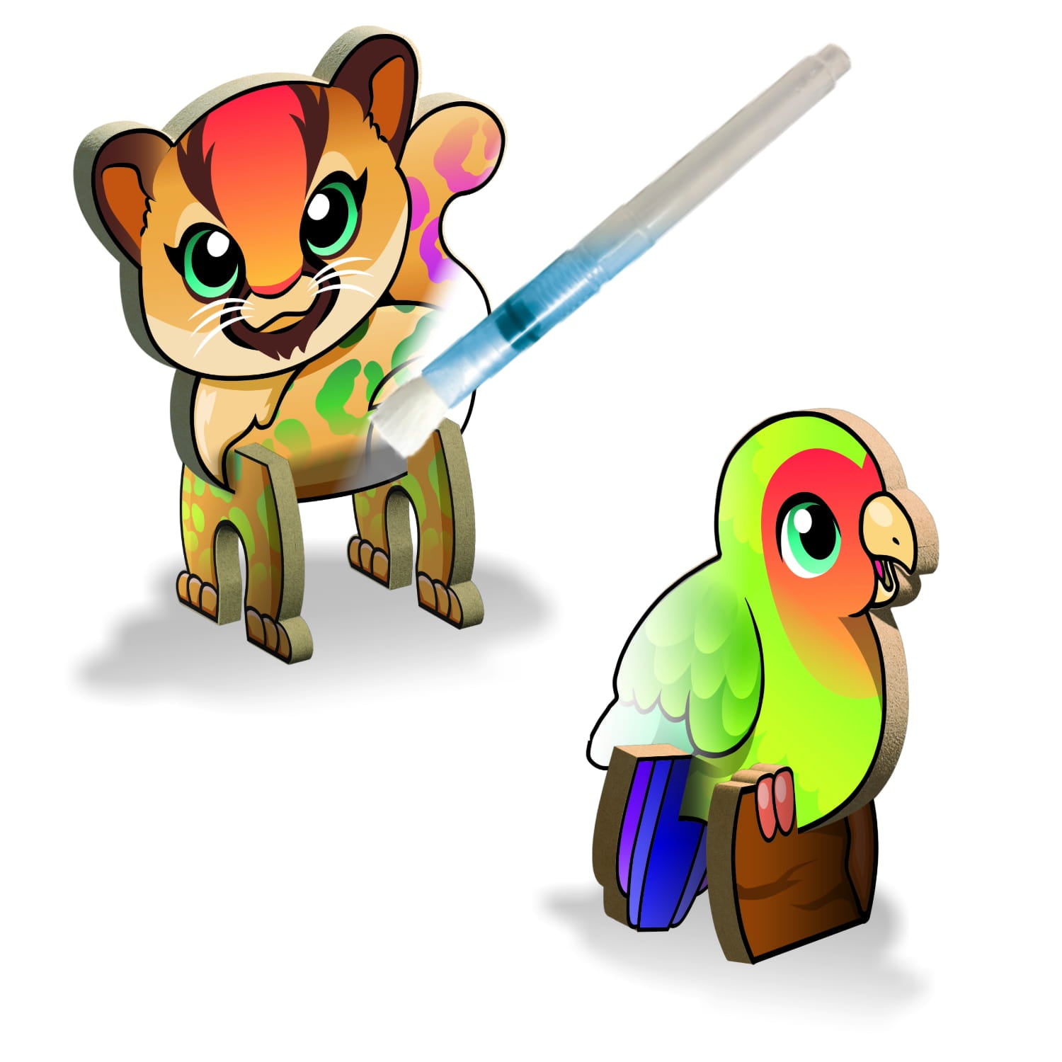 Create N Colour Malen mit Wasserstift Meine Tierwelt - Puma + Papagei