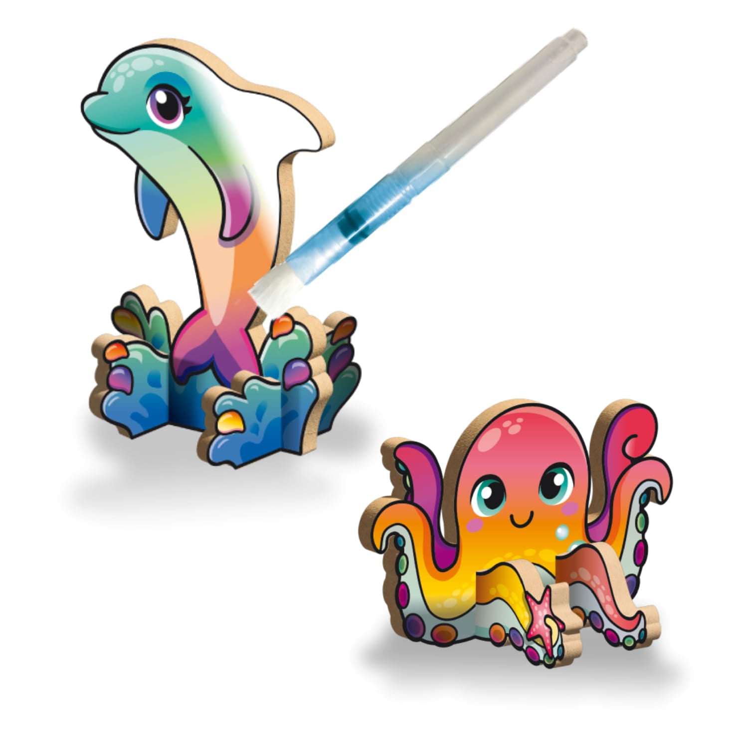 Create N Colour Malen mit Wasserstift Meerestiere - Delfin + Oktopus