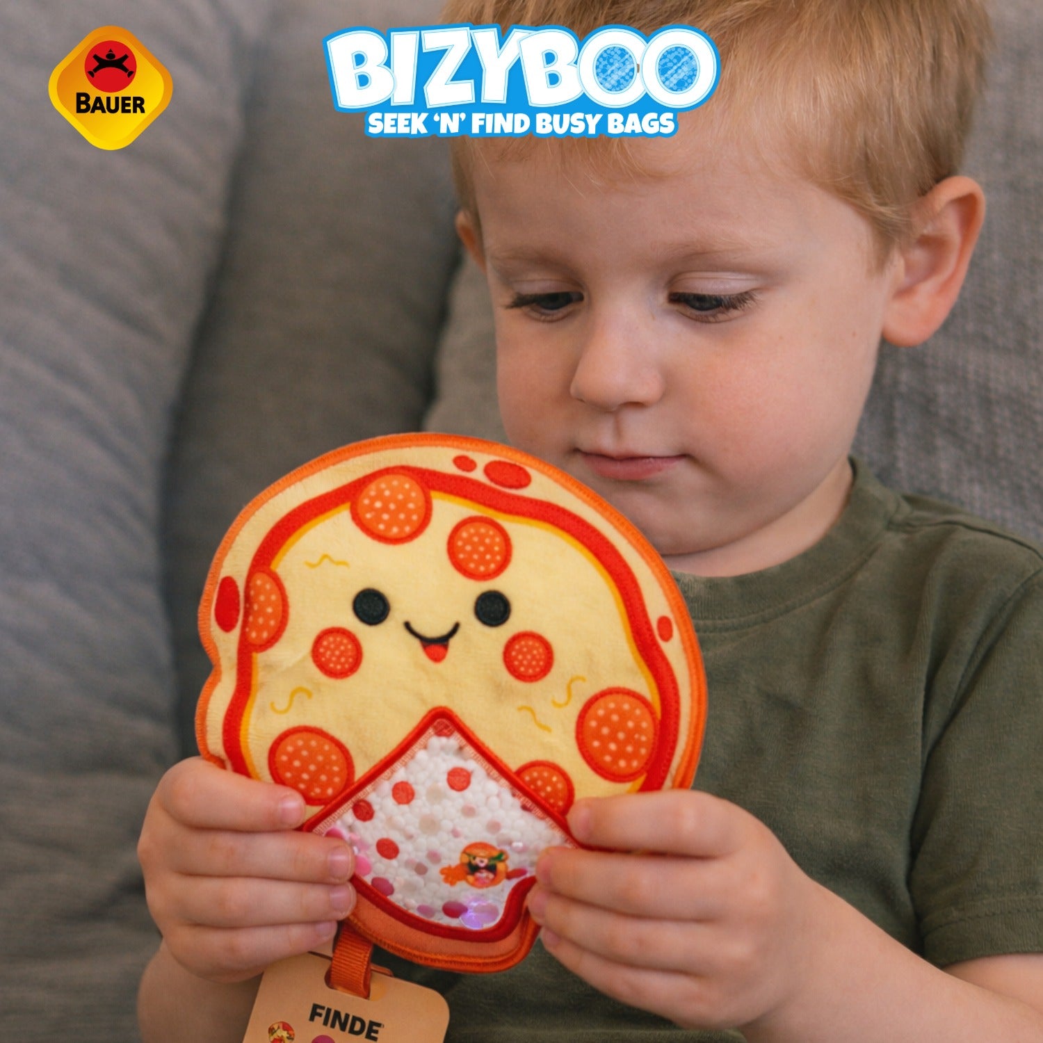 Bizyboo Beschäftigunstäschchen Pizza gelb, ab 2 Jahren geeignet