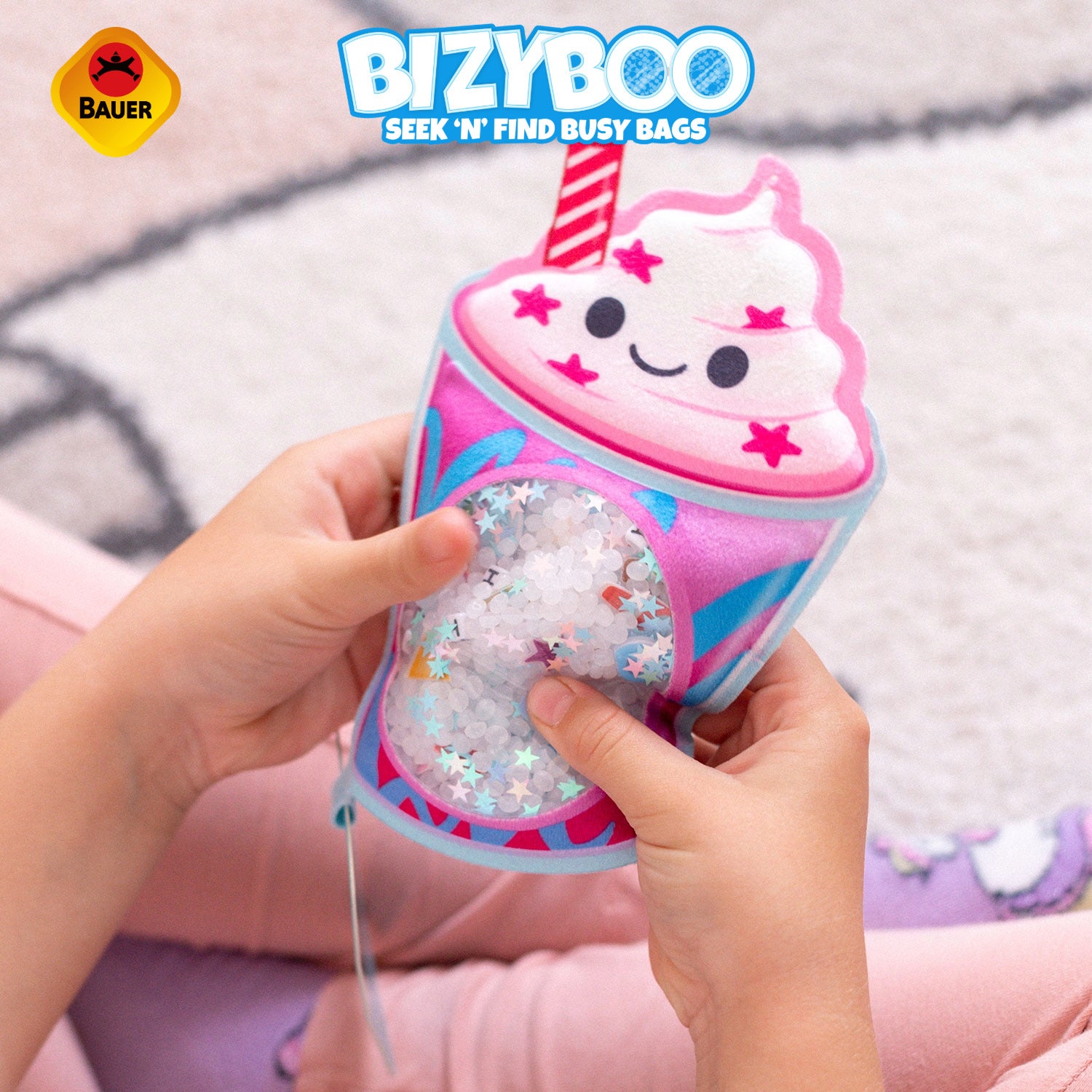 Bizyboo Beschäftigunstäschchen Milchshake pink, ab 2 Jahren geeignet