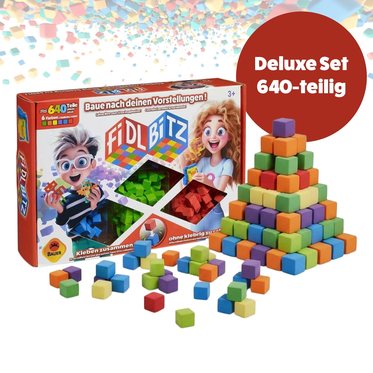 Fidl Bitz Würfel-Set Deluxe Set, ca. 640 Teile, ab 3 Jahren geeignet