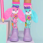 Farbenfrohe Socken mit Hasen Muster und 3D Applikationen, 6-99 Jahre geeignet
