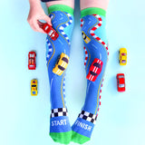 Farbenfrohe Socken mit Auto Muster und 3D Applikationen, 6-99 Jahre geeignet
