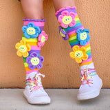 Farbenfrohe Socken mit Blumen Muster und 3D Applikationen, 6-99 Jahre geeignet