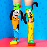 Farbenfrohe Socken mit Pluto und Goofy Muster und 3D Applikationen, 6-99 Jahre geeignet
