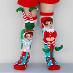 Farbenfrohe Socken mit weihnachts Elf Muster und 3D Applikationen, 6-99 Jahre geeignet