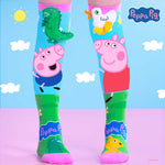 Farbenfrohe Socken mit Peppa Pig und George Muster und 3D Applikationen, 6-99 Jahre geeignet