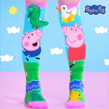 Farbenfrohe Socken mit Peppa Pig und George Muster und 3D Applikationen, 6-99 Jahre geeignet