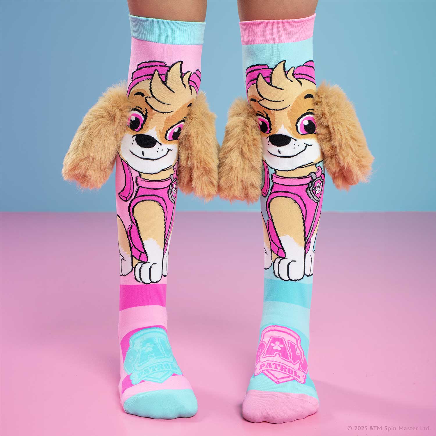 Farbenfrohe Socken mit Paw Patrol Skye Muster und 3D Applikationen, 6-99 Jahre geeignet