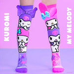 Farbenfrohe Socken mit Kuromi & My Melody Muster und 3D Applikationen, 6-99 Jahre geeignet