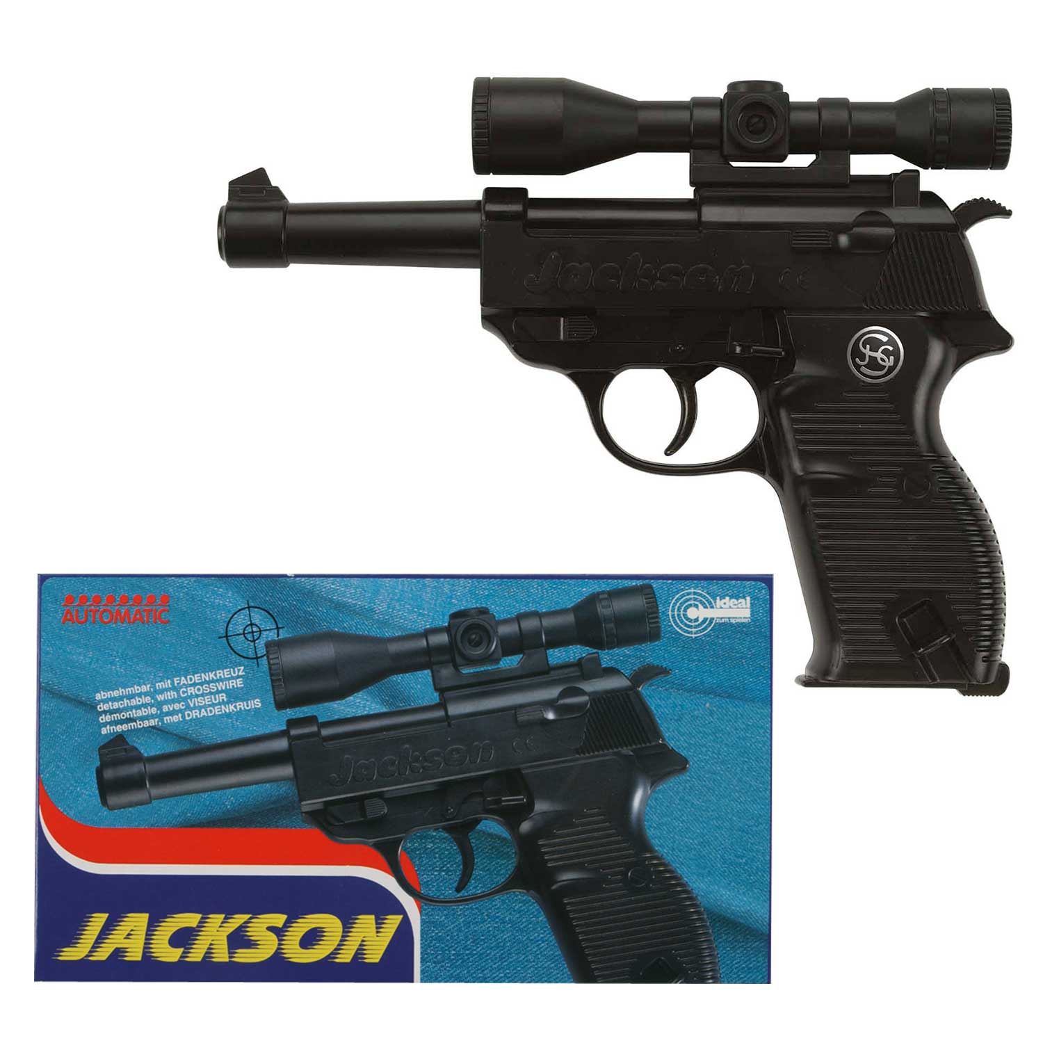 Spielzeug-Pistole Jackson schwarz 19,5cm in der Box