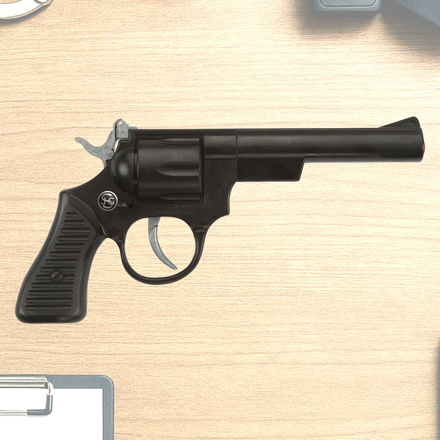 Spielzeug-Pistole Junior 200 schwarz 21cm 100-Schuß Pistole Western