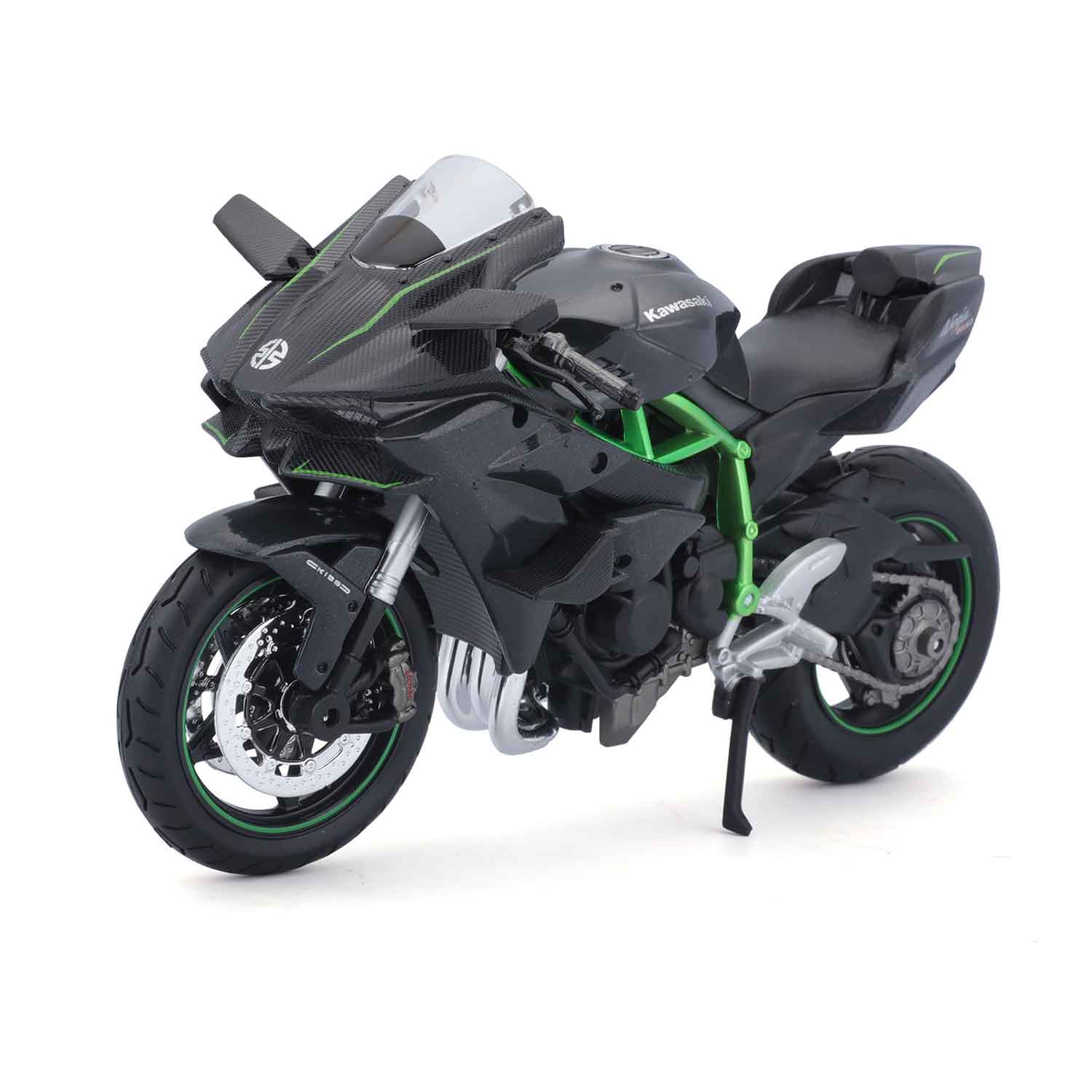Motorradmodell Kawasaki Ninja H2R grau im Maßstab 1:12