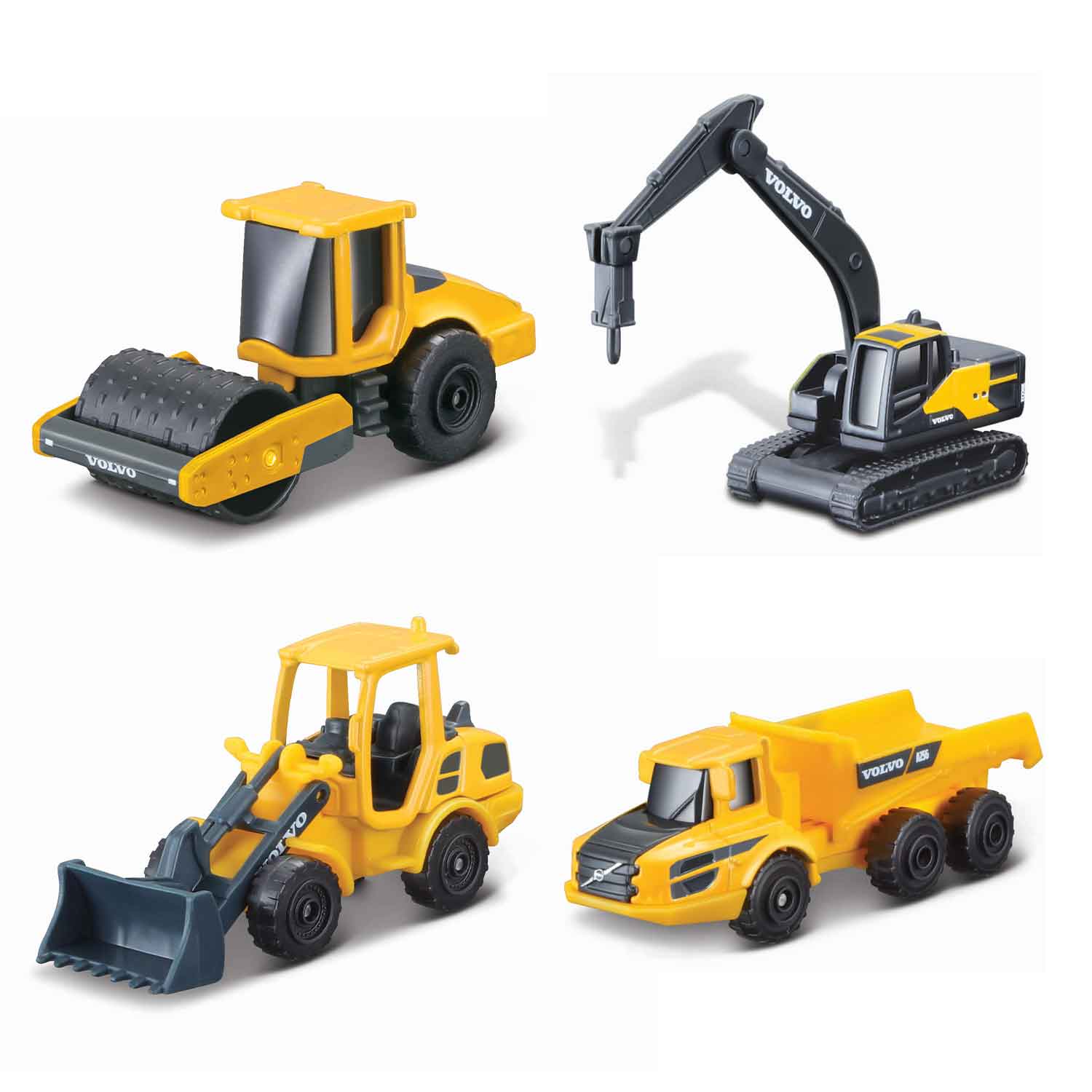 Volvo Baufahrzeuge 8cm, 5er-Set, gelb