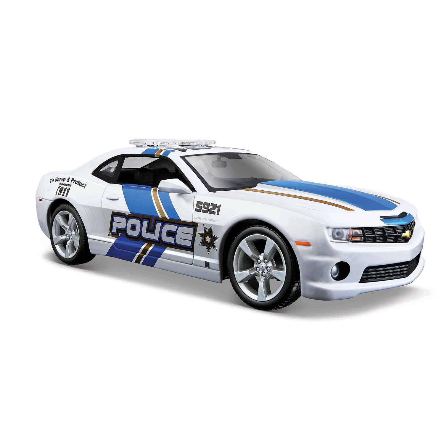 Modellauto Chevrolet Camaro SS RS weiß von 2010 "Polizei" im Maßstab 1:24