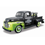 Modellauto Ford F-1 Pickup (1948) + FL Panhead schwarz von 1948 im Maßstab 1:24