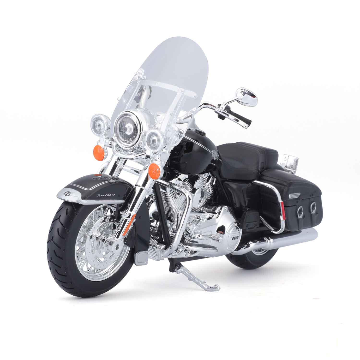 Motorradmodell FLHRC Road King Classic von 2013 schwarz im Maßstab 1:12