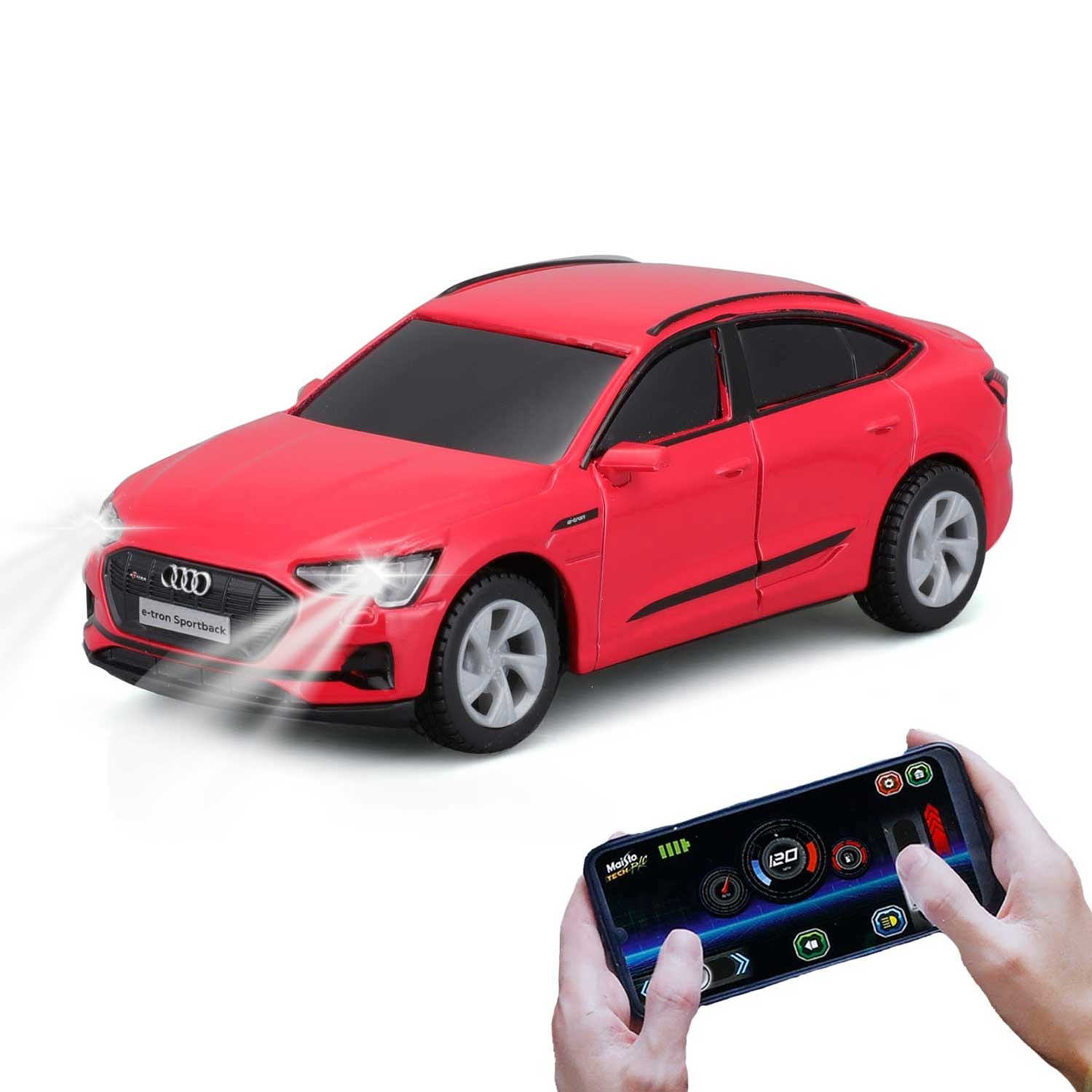 Ferngesteuertes Fahrzeug RC Audi E-tron 11cm Bluetooth 5.0 2,4 GHz USB rot