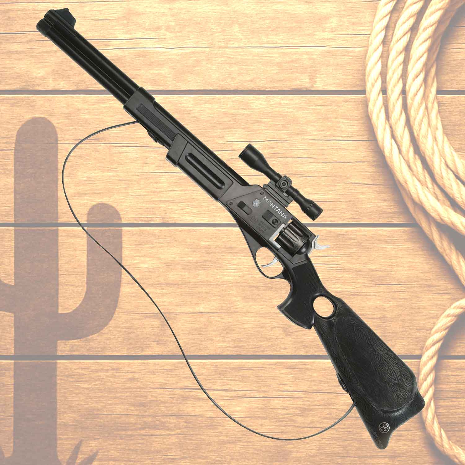 Spielzeug-Gewehr Montana schwarz 71 cm, 12-Schuss, ab 3 Jahren geeignet