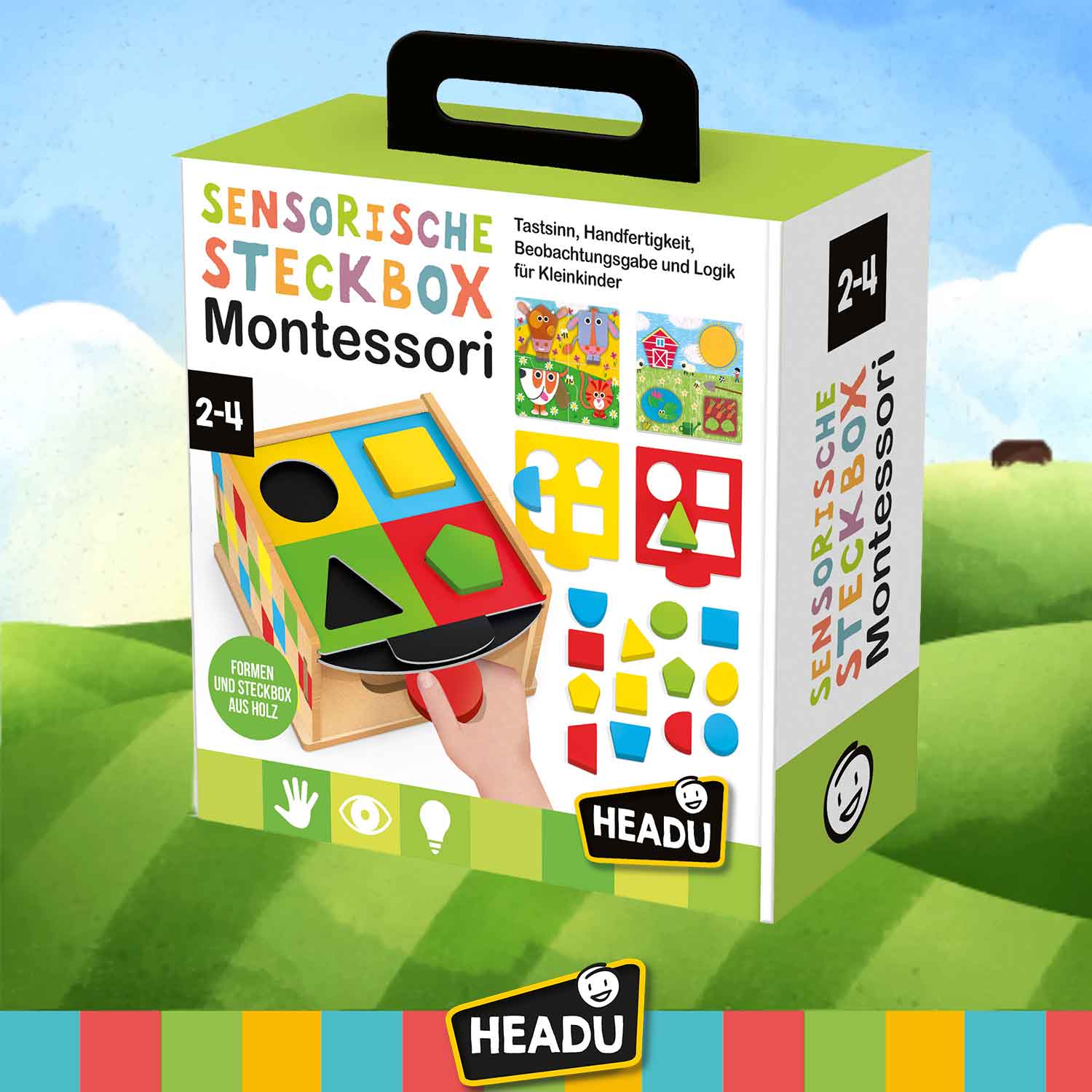 Lernspiel Sensorische Steckbox Montessori, Alter: 2-4 Jahren, grün