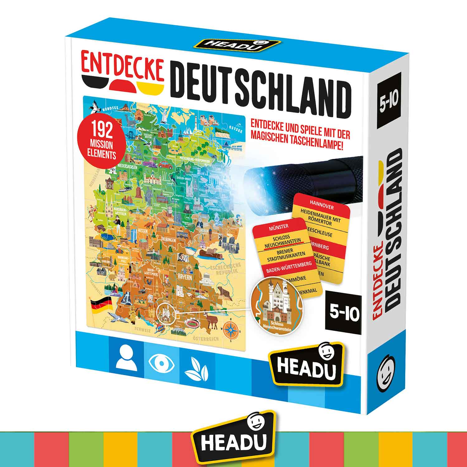 Lernspiel Entdecke Deutschland, inkl. magische Taschenlampe, Alter: 5-10 Jahre, blau