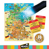 HEADU Lernspiel Entdecke Deutschland, inkl. magische Taschenlampe