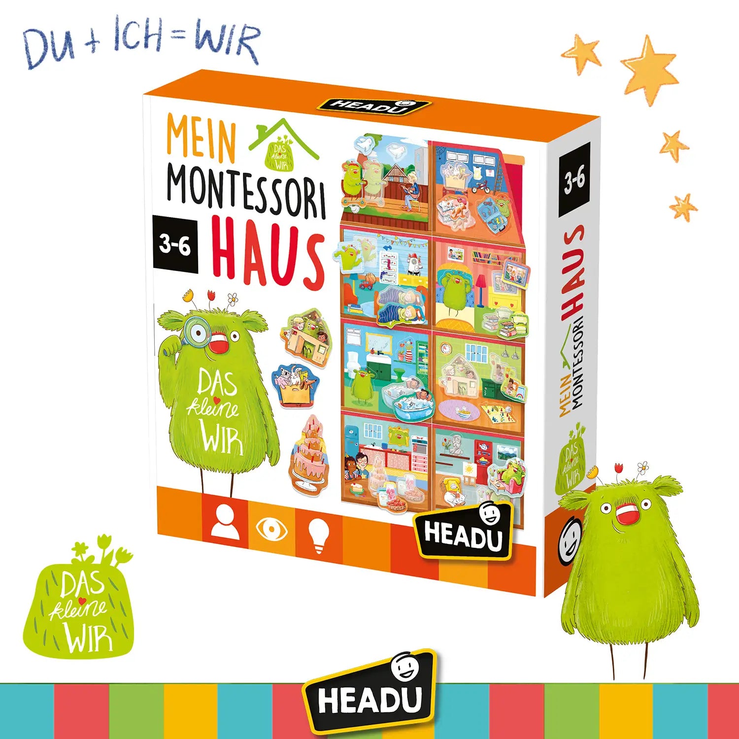 HEADU Lernspiel Mein "DAS kleine WIR" Haus Montessori fürs Alter 3 bis 6 Jahre