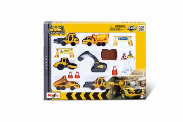 Volvo Baufahrzeuge 8cm Playset mit 6 Fahrzeugen