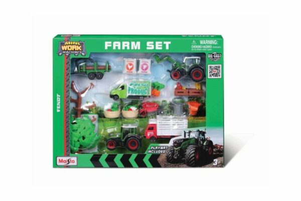 Mini Work Machines FENDT 8cm mit Spielmatte (30x23cm) + Zubehör